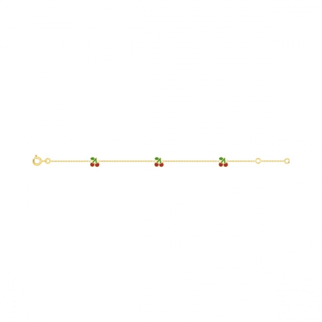 Pulsera de bebé de oro amarillo de 9 Kt con esmalte, cerezas