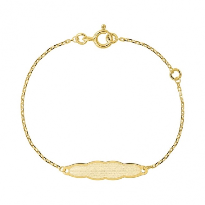 Pulsera de bebé con placa de nube de oro amarillo de 9 Kt, cadena forzada