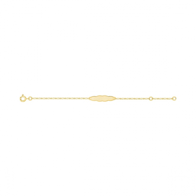 Pulsera de bebé con placa de nube de oro amarillo de 9 Kt, cadena cartier