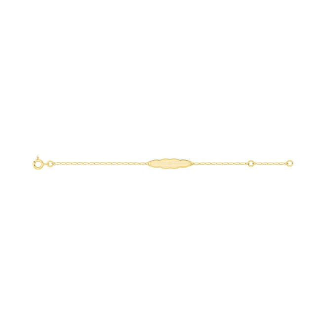 Pulsera de bebé con placa de nube de oro amarillo de 9 Kt, cadena de eslabón alargado