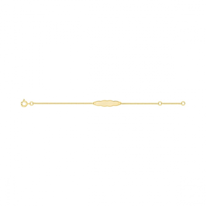 Pulsera de bebé con placa de nube de oro amarillo de 9 Kt, cadena barbada