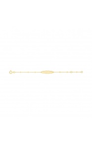 Pulsera de bebé con placa de nube de oro amarillo de 9 Kt, cadena forzada con bolitas