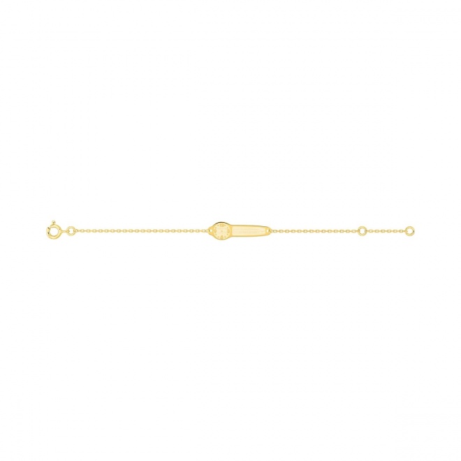 Pulsera de bebé con placa de reloj de oro amarillo de 9 Kt, cadena forzada