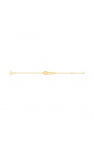 Pulsera de bebé con placa de reloj de oro amarillo de 9 Kt, cadena cartier
