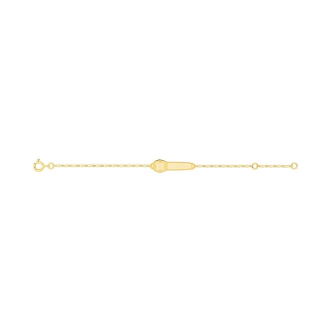 Pulsera de bebé con placa de reloj de oro amarillo de 9 Kt, cadena cartier