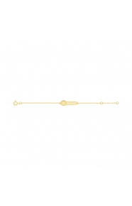 Pulsera de bebé con placa de reloj de oro amarillo de 9 Kt, cadena de eslabón alargado