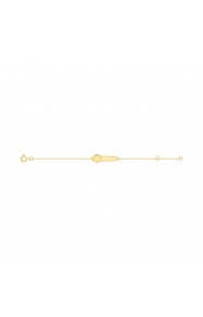 Pulsera de bebé con placa de reloj de oro amarillo de 9 Kt, cadena barbada fina