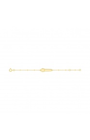 Pulsera de bebé con placa de reloj de oro amarillo de 9 Kt, cadena forzada con bolitas