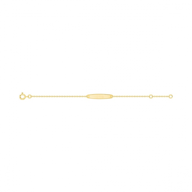 Pulsera de bebé con placa grabada de oro amarillo de 9 Kt, cadena forzada