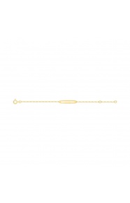Pulsera de bebé con placa grabada de oro amarillo de 9 Kt, cadena cartier