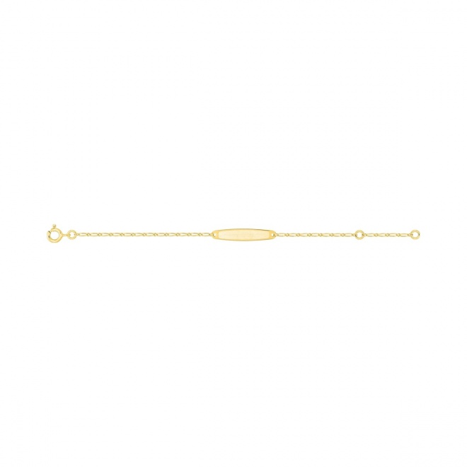 Pulsera de bebé con placa grabada de oro amarillo de 9 Kt, cadena cartier