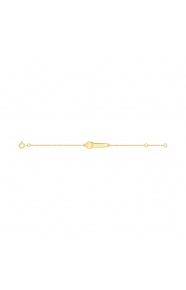 Pulsera de bebé con placa de osito de oro amarillo de 9 Kt, cadena forzada