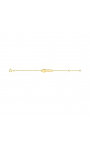 Pulsera de bebé con placa de osito de oro amarillo de 9 Kt, cadena cartier