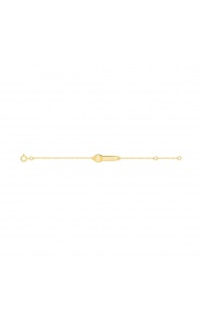 Pulsera de bebé con placa de osito de oro amarillo de 9 Kt, cadena de eslabón alargado