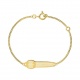 Pulsera de bebé con placa de osito de oro amarillo de 9 Kt, cadena barbada