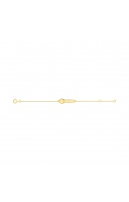 Pulsera de bebé con placa de osito de oro amarillo de 9 Kt, cadena barbada fina