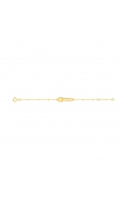 Pulsera de bebé con placa de osito de oro amarillo de 9 Kt, cadena forzada con bolitas