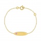Pulsera de bebé con placa ovalada de oro amarillo de 9 Kt con esmalte, corazón rosa