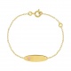 Pulsera de bebé con placa ovalada de oro amarillo de 9 Kt con esmalte, estrella rosa