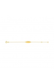 Pulsera de bebé con placa ovalada de oro amarillo de 9 Kt, cruz calada