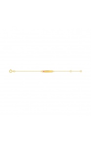 Pulsera de bebé con placa recta de oro amarillo de 9 Kt con esmalte, corazón rosa