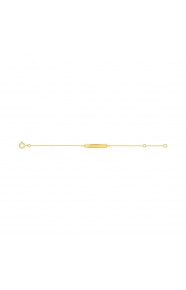 Pulsera de bebé con placa recta de oro amarillo de 9 Kt, cruz calada, cadena fina