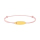 Pulsera de bebé de oro amarillo de 9 Kt y cordón rosa, placa con cruz esmaltada