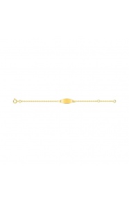 Pulsera de bebé con placa recta de oro amarillo de 9 Kt, cadena forzada