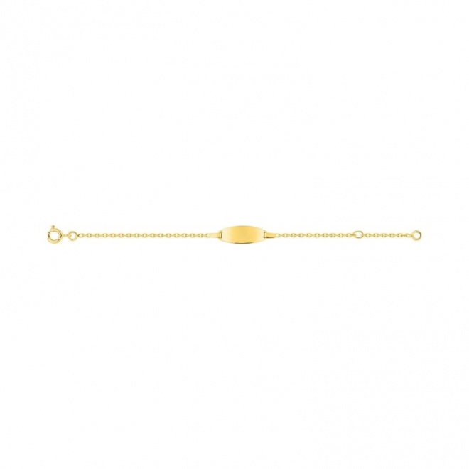 Pulsera de bebé con placa recta de oro amarillo de 9 Kt, cadena forzada