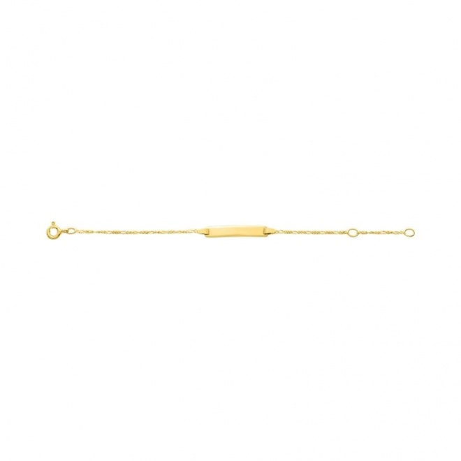 Pulsera de bebé con placa recta de oro amarillo de 9 Kt, cadena torzada