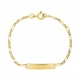 Pulsera de bebé con placa diamantada de oro amarillo de 9 Kt, cadena cartier