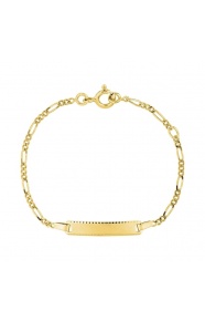 Pulsera de bebé con placa diamantada de oro amarillo de 9 Kt, cadena cartier