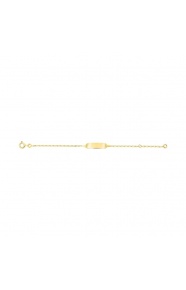 Pulsera de bebé con placa recta de oro amarillo de 9 Kt, cadena de eslabón alargado