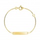 Pulsera de bebé con placa recta de oro amarillo de 9 Kt, cadena forzada diamantada