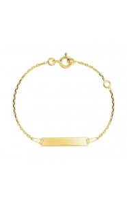 Pulsera de bebé con placa recta de oro amarillo de 9 Kt, cadena forzada diamantada