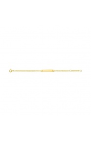 Pulsera de bebé con placa recta de oro amarillo de 9 Kt, cadena marinera