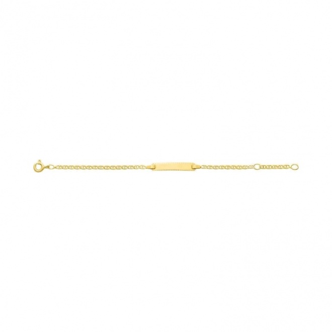 Pulsera de bebé con placa recta de oro amarillo de 9 Kt, cadena marinera