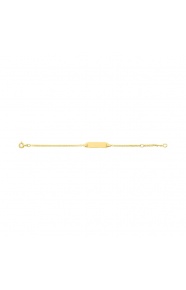 Pulsera de bebé con placa recta de oro amarillo de 9 Kt, cadena marinera fina