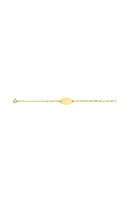 Pulsera de bebé con placa ovalada de oro amarillo de 9 Kt, cadena torzada