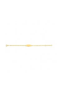 Pulsera infantil con placa redondeada de oro amarillo de 9 Kt, cadena marinera 3+1