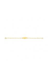 Pulsera infantil con placa redondeada de oro amarillo de 9 Kt, cadena cartier torzada