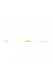 Pulsera infantil con placa redondeada de oro amarillo de 9 Kt, cadena singapur