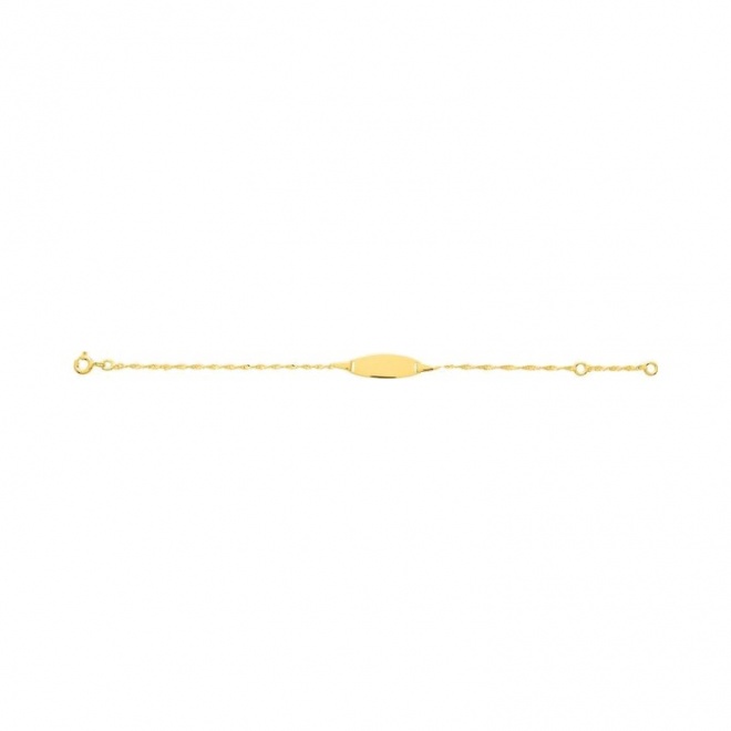 Pulsera infantil con placa redondeada de oro amarillo de 9 Kt, cadena singapur