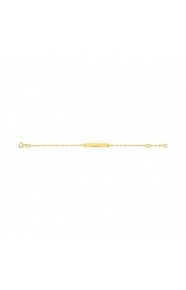 Pulsera infantil con placa recta de oro amarillo de 9 Kt, cadena singapur