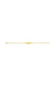 Pulsera infantil con placa redondeada de oro amarillo de 9 Kt, cadena rolo