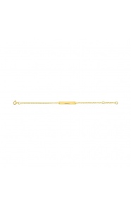 Pulsera infantil con placa recta de oro amarillo de 9 Kt, cadena rolo