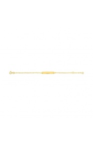 Pulsera infantil con placa recta de oro amarillo de 9 Kt, cadena forzada fina