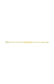 Pulsera infantil con placa recta de oro amarillo de 9 Kt, cadena cartier barbada