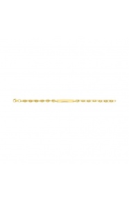 Pulsera infantil con placa recta de oro amarillo de 9 Kt, cadena grano de café gruesa