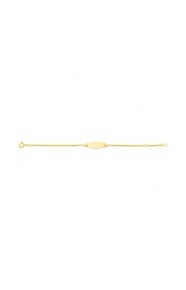 Pulsera de bebé con placa redondeada de oro amarillo de 9 Kt, cadena forzada
